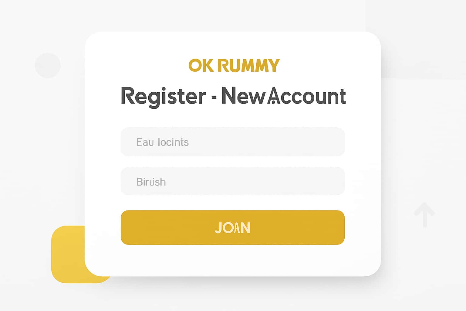 OK Rummy Register - New Account Interface