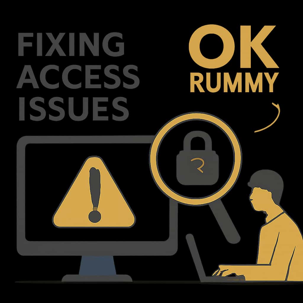 An educational diagram illustrating common access issues faced by OK Rummy users.