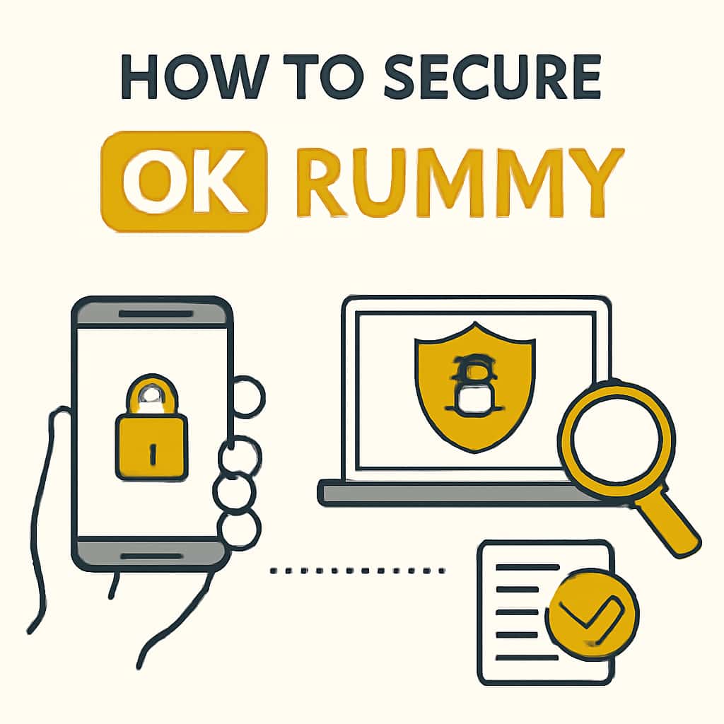 Diagram illustrating steps to secure an OK Rummy account.
