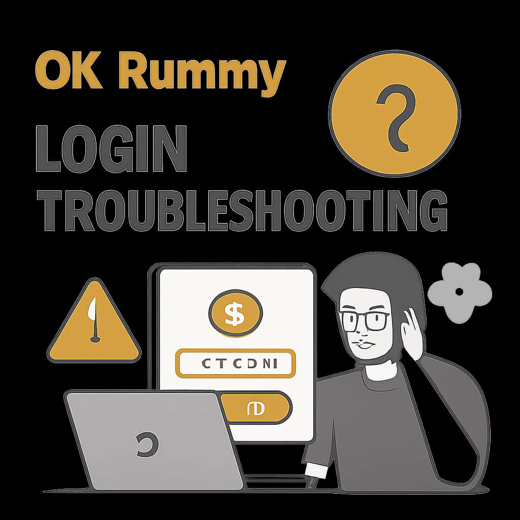 A diagram illustrating troubleshooting steps for Login OK Rummy.