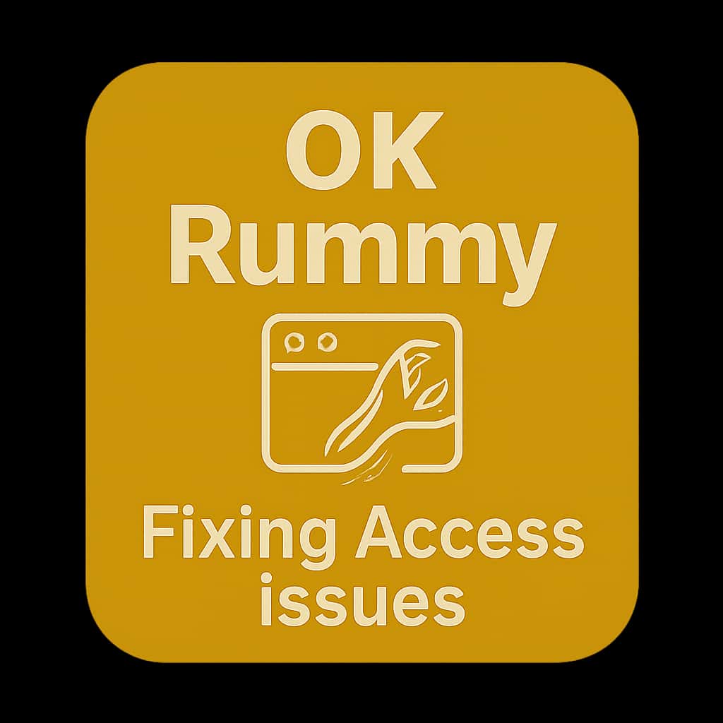 A badge depicting a guide for fixing OK Rummy access issues.