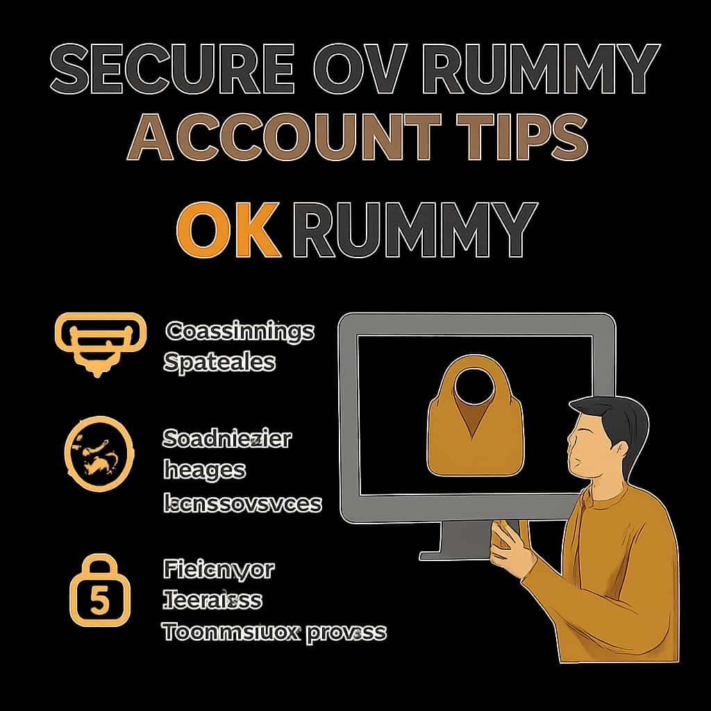 An educational illustration showcasing account security measures for OK Rummy.